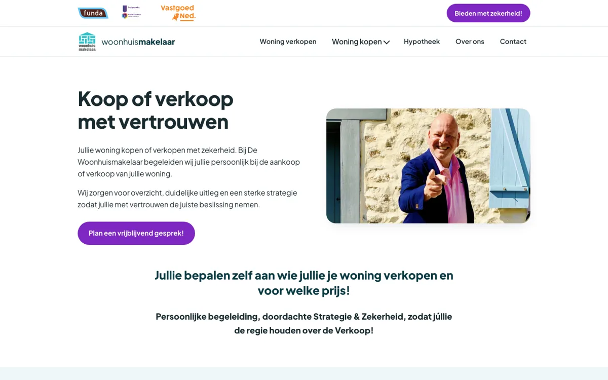 Homepage van Woonhuismakelaar, aankoop en verkoop van woningen